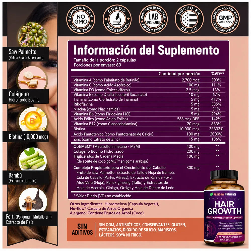 HairGrowth™ Rainbow Nutrients - 120 Cápsulas